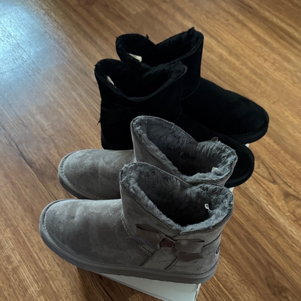 Two Pair of Cozy Black and Gray Fur-Lined Boots for $20